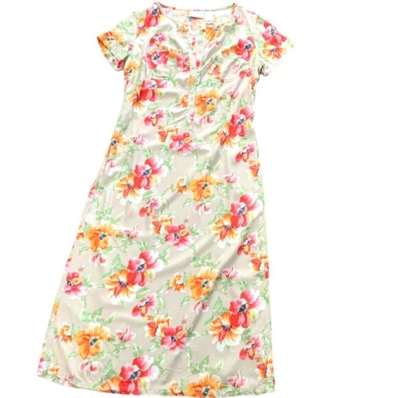 Liz Claiborne Floral Button Down Midi/Maxi Dress Pockets Sz 10P 58A - Picture 5 of 9